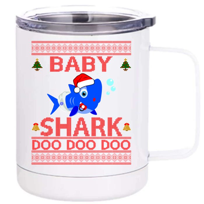 Baby Shark Doo Doo Cute Ugly Christmas Front & Back 12oz Stainless Steel Tumbler Cup