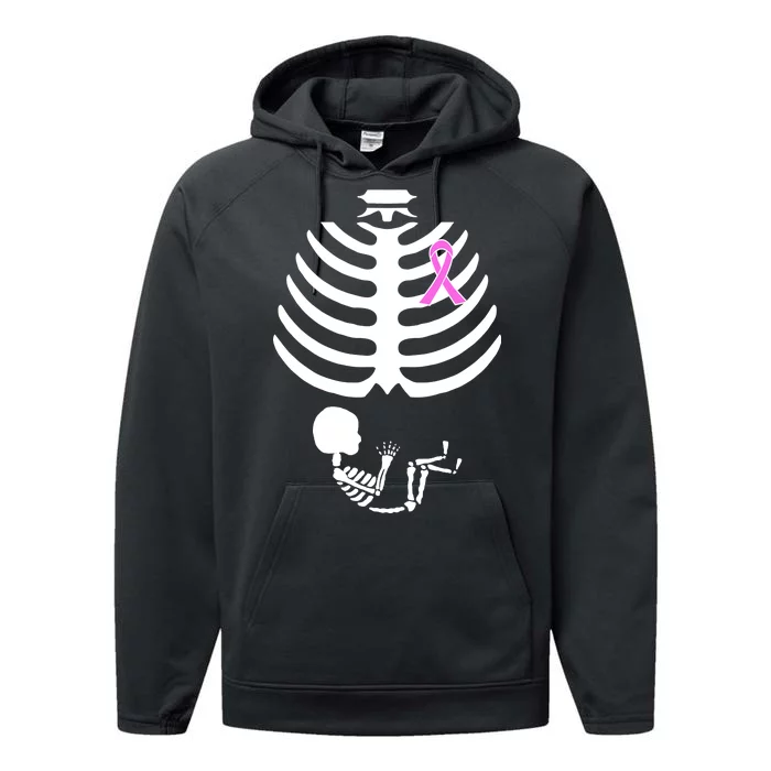 Baby Skeleton Breast Cancer Ribbon Performance Fleece Hoodie