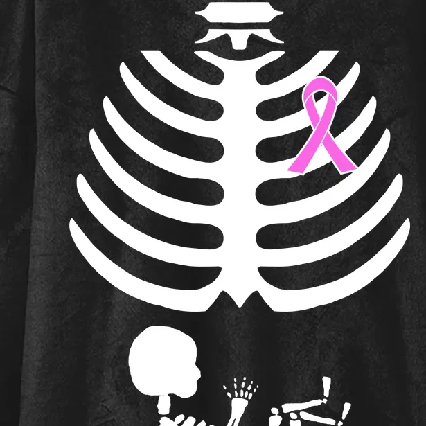 Baby Skeleton Breast Cancer Ribbon Hooded Wearable Blanket