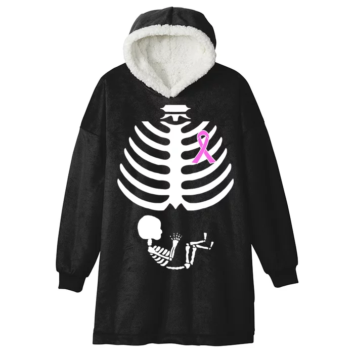 Baby Skeleton Breast Cancer Ribbon Hooded Wearable Blanket