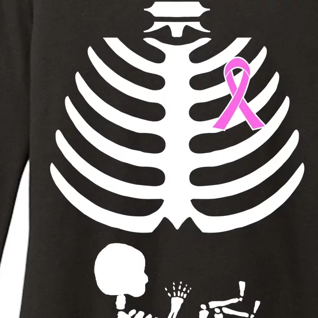 Baby Skeleton Breast Cancer Ribbon Womens CVC Long Sleeve Shirt