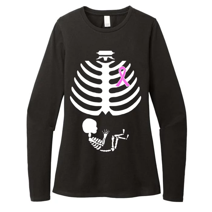 Baby Skeleton Breast Cancer Ribbon Womens CVC Long Sleeve Shirt