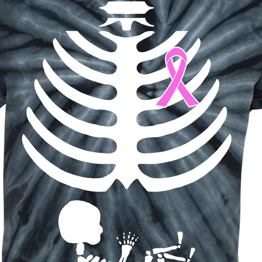 Baby Skeleton Breast Cancer Ribbon Kids Tie-Dye T-Shirt