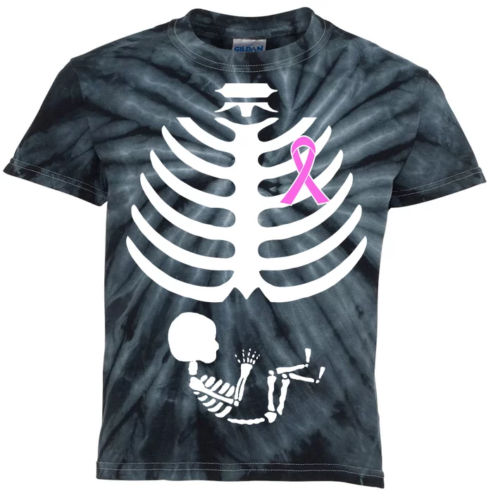 Baby Skeleton Breast Cancer Ribbon Kids Tie-Dye T-Shirt