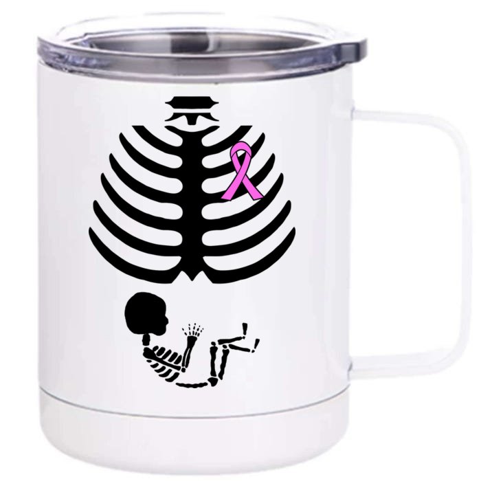 Baby Skeleton Breast Cancer Ribbon Front & Back 12oz Stainless Steel Tumbler Cup