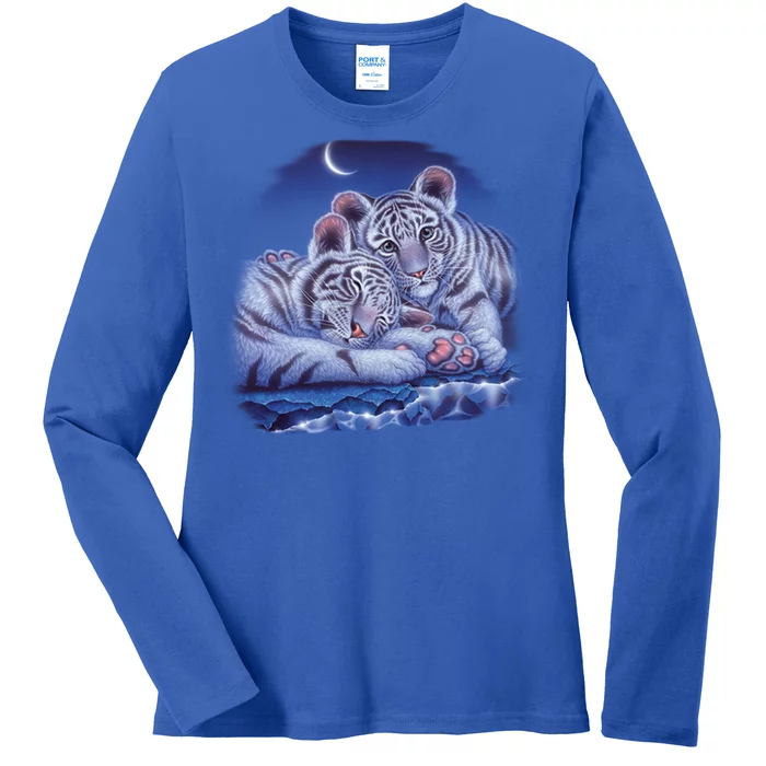 Baby Tigers Moon Ladies Long Sleeve Shirt