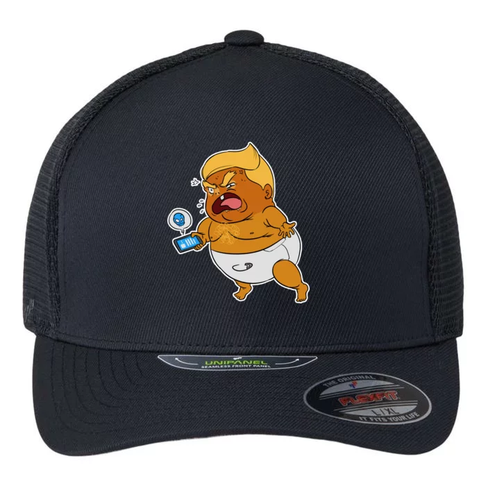 Baby Trump Crying Tweet Flexfit Unipanel Trucker Cap