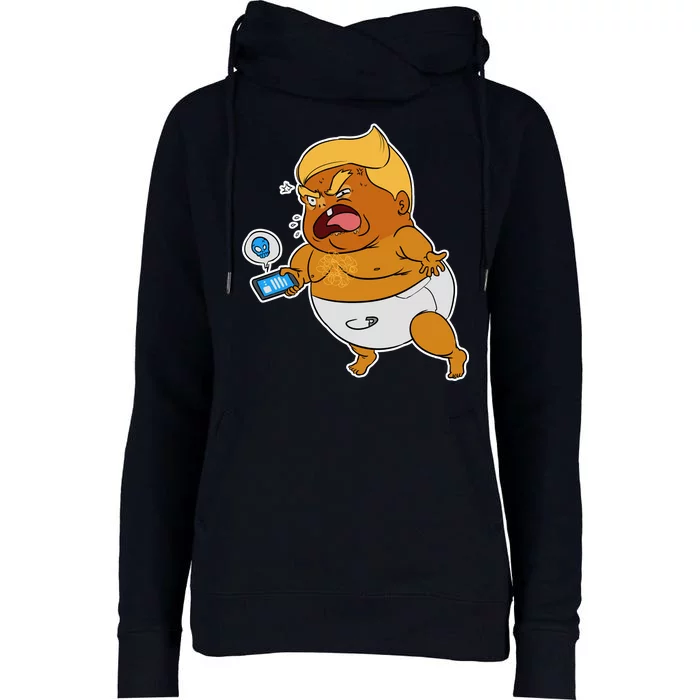 Baby Trump Crying Tweet Womens Funnel Neck Pullover Hood