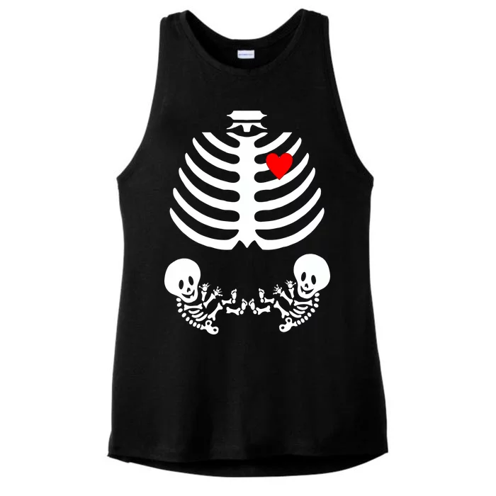 Baby Twins Skeleton Halloween Costume Ladies Tri-Blend Wicking Tank