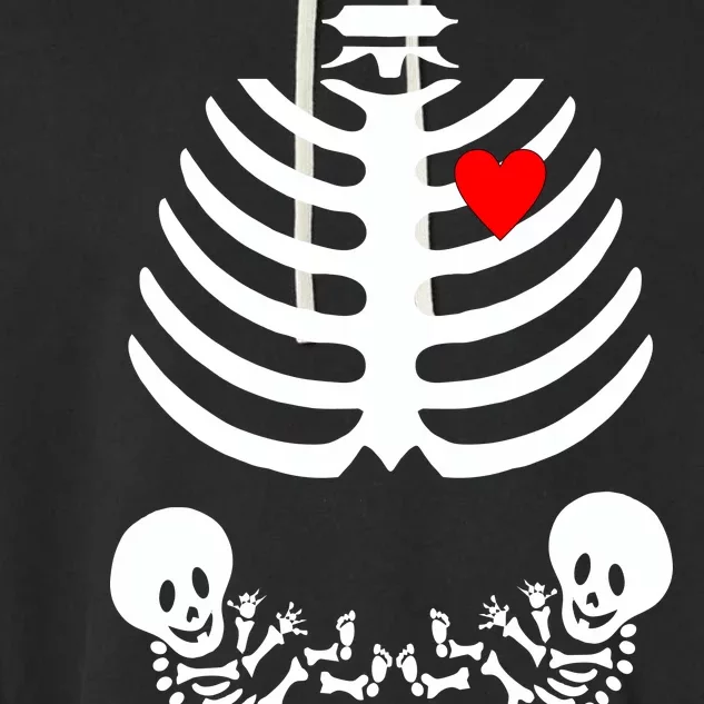 Baby Twins Skeleton Halloween Costume Garment-Dyed Fleece Hoodie