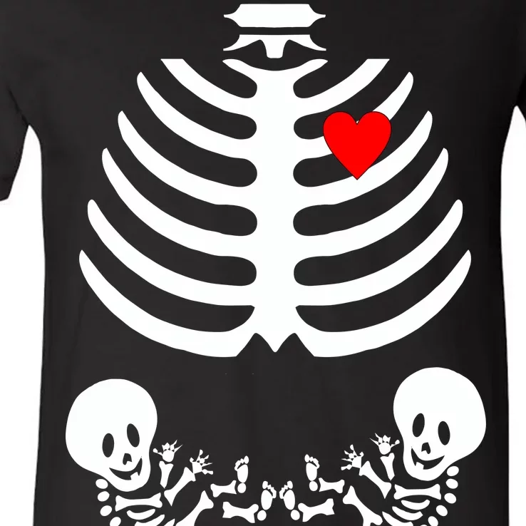 Baby Twins Skeleton Halloween Costume V-Neck T-Shirt