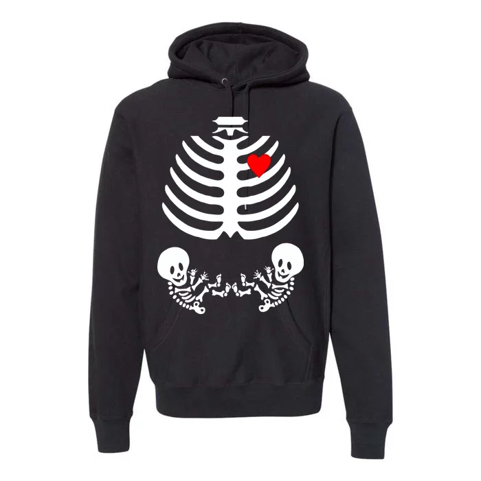 Baby Twins Skeleton Halloween Costume Premium Hoodie