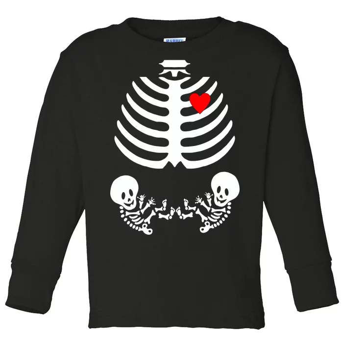 Baby Twins Skeleton Halloween Costume Toddler Long Sleeve Shirt