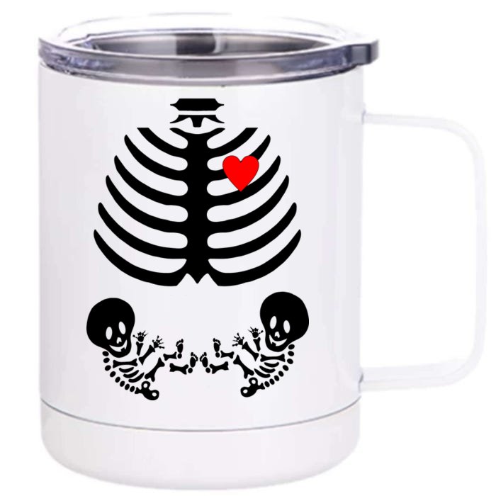 Baby Twins Skeleton Halloween Costume Front & Back 12oz Stainless Steel Tumbler Cup