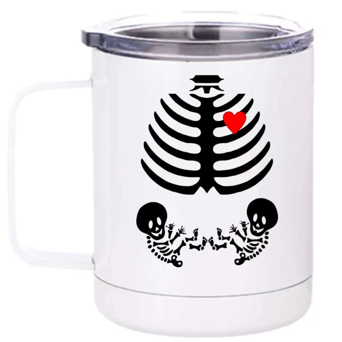 Baby Twins Skeleton Halloween Costume Front & Back 12oz Stainless Steel Tumbler Cup