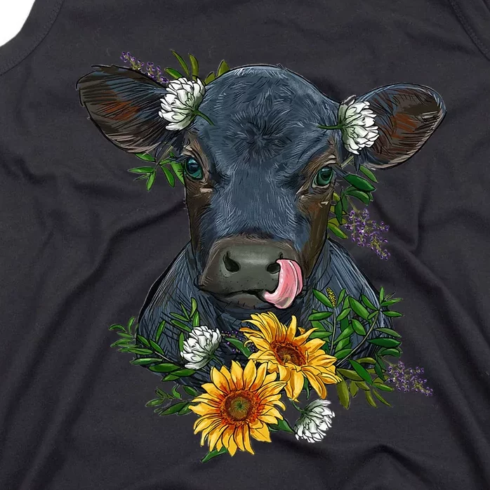 Black Angus Calf Cow Farm Animals Farmer Cow Farming Tank Top