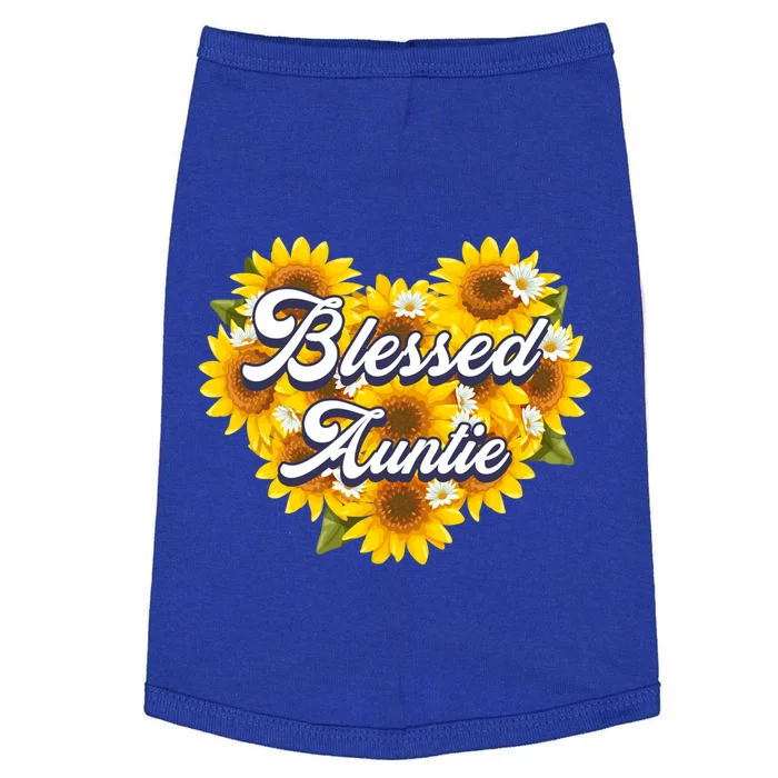 Blessed Auntie Cute Mom Sunflower Heart Mothers Day Gift Doggie Tank