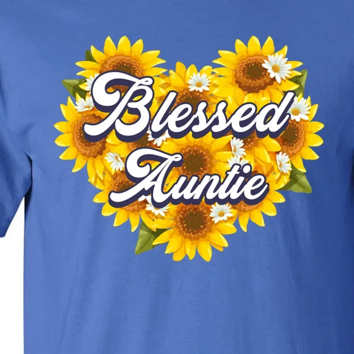 Blessed Auntie Cute Mom Sunflower Heart Mothers Day Gift Tall T-Shirt