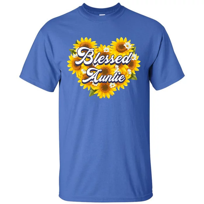 Blessed Auntie Cute Mom Sunflower Heart Mothers Day Gift Tall T-Shirt