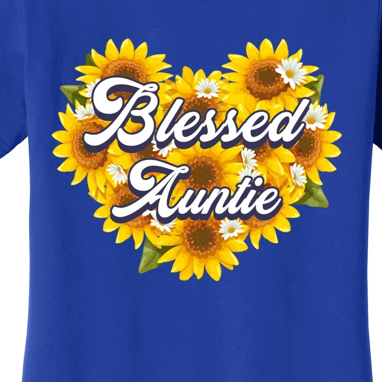 Blessed Auntie Cute Mom Sunflower Heart Mothers Day Gift Women's T-Shirt