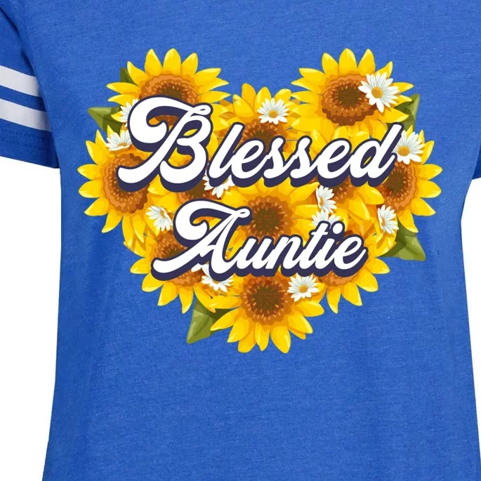 Blessed Auntie Cute Mom Sunflower Heart Mothers Day Gift Enza Ladies Jersey Football T-Shirt