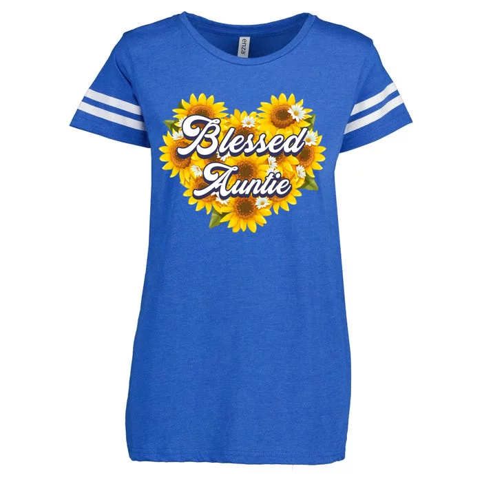 Blessed Auntie Cute Mom Sunflower Heart Mothers Day Gift Enza Ladies Jersey Football T-Shirt