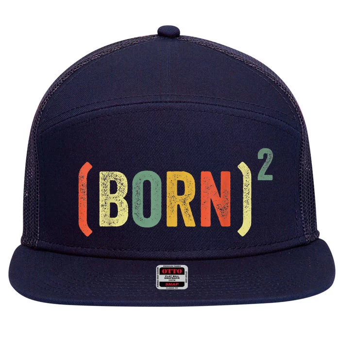 Born Again Christian Easter God Baptism Born Squared (Born)2 7 Panel Mesh Trucker Snapback Hat