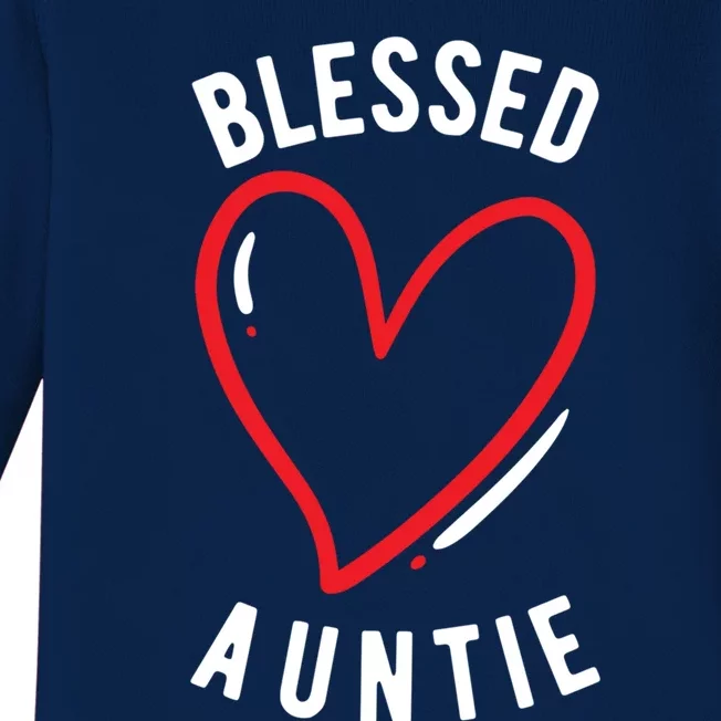 Blessed Auntie Cute Love Heart Aunt Reveal Vibes Funny Gift Baby Long Sleeve Bodysuit