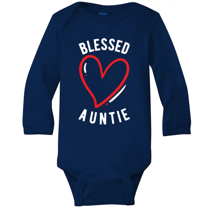 Blessed Auntie Cute Love Heart Aunt Reveal Vibes Funny Gift Baby Long Sleeve Bodysuit