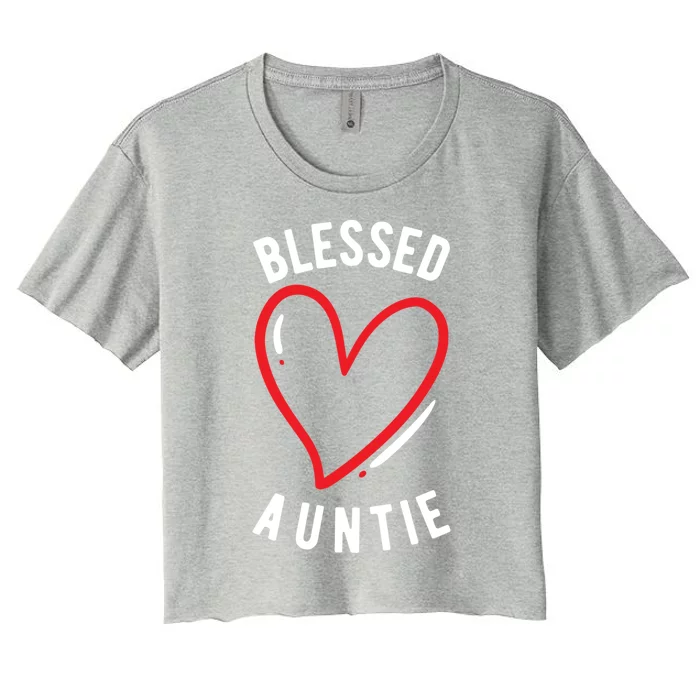 Blessed Auntie Cute Love Heart Aunt Reveal Vibes Funny Gift Women's Crop Top Tee