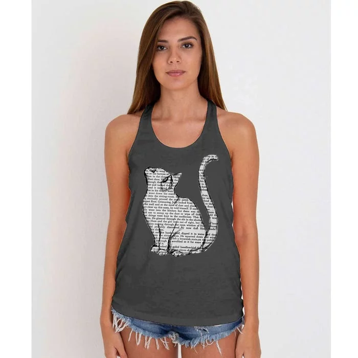 Books And Cats And Books And Cats Women's Knotted Racerback Tank