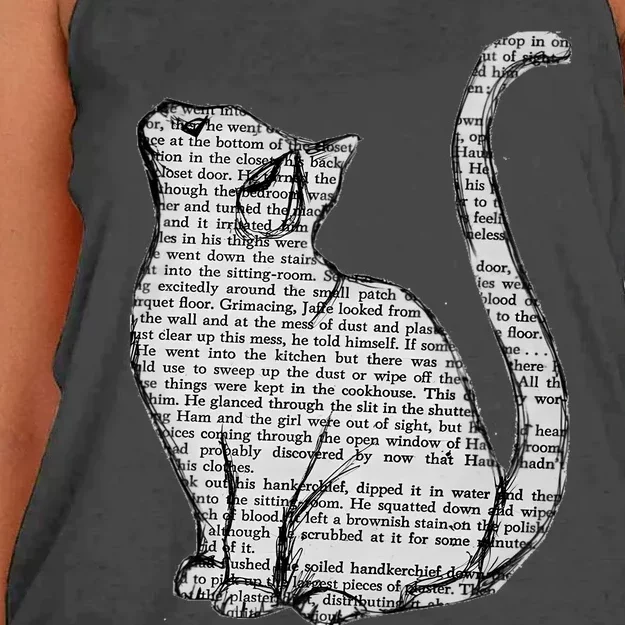 Books And Cats And Books And Cats Women's Knotted Racerback Tank