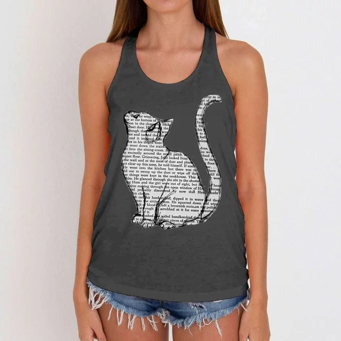 Books And Cats And Books And Cats Women's Knotted Racerback Tank