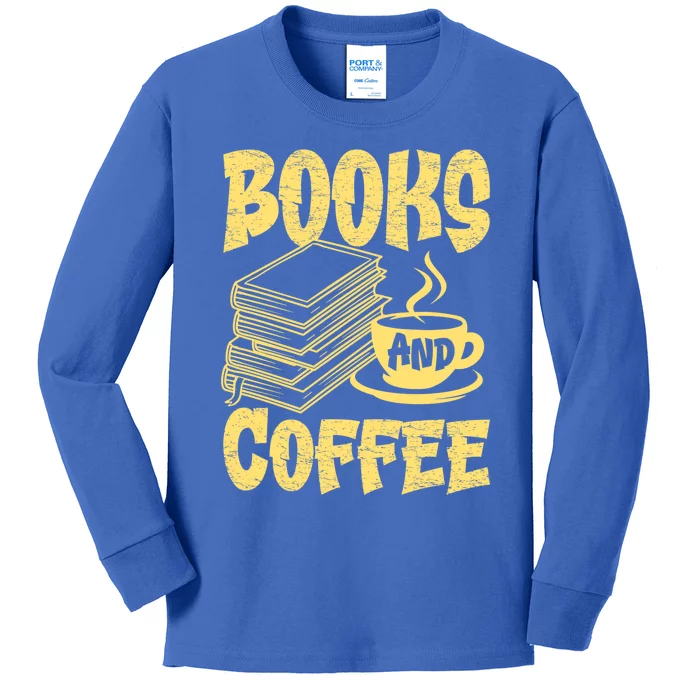 Books And Coffee Reading Books Lover Bookish Bookworm Gift Kids Long Sleeve Shirt