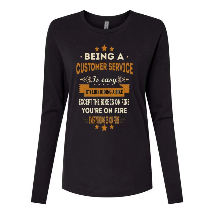 Being A Customer Service Is Easy ItS Like Riding A Bike Womens Cotton Relaxed Long Sleeve T-Shirt