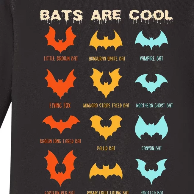 Bats Are Cool Different Kinds Of Bats Chiropterologist Wings Baby Long Sleeve Bodysuit