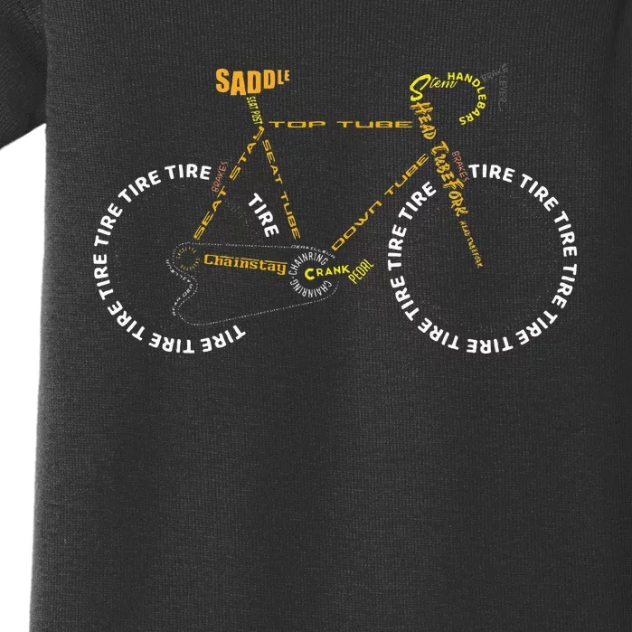 Bicycle Anatomy Cute Cycling Is Life Baby Bodysuit