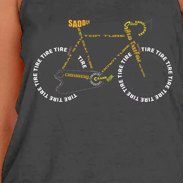 Bicycle Anatomy Cute Cycling Is Life Women's Knotted Racerback Tank