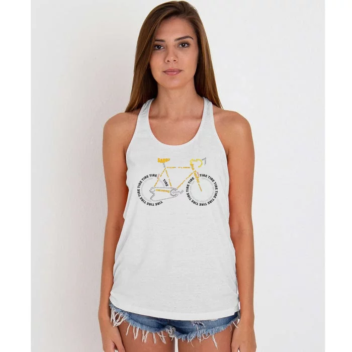 Bicycle Anatomy | Cute Cycling Is Life Gift Women's Knotted Racerback Tank