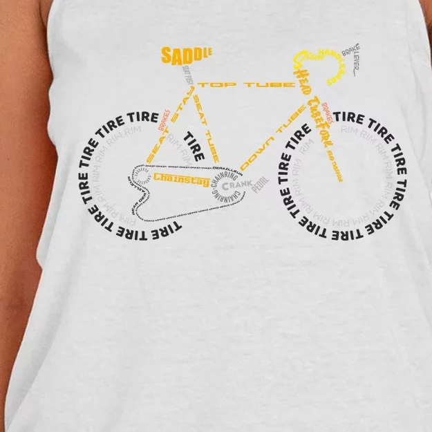 Bicycle Anatomy | Cute Cycling Is Life Gift Women's Knotted Racerback Tank