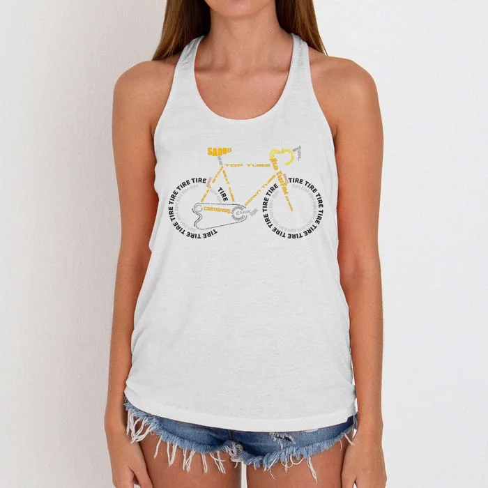 Bicycle Anatomy | Cute Cycling Is Life Gift Women's Knotted Racerback Tank