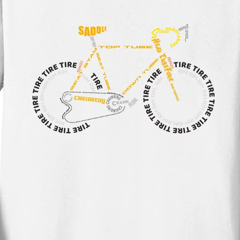 Bicycle Anatomy | Cute Cycling Is Life Gift Kids Long Sleeve Shirt