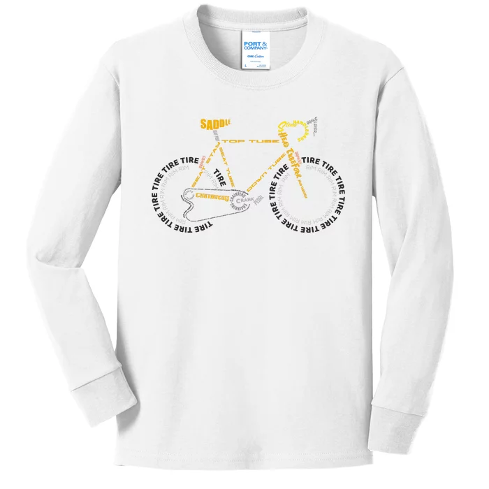 Bicycle Anatomy | Cute Cycling Is Life Gift Kids Long Sleeve Shirt