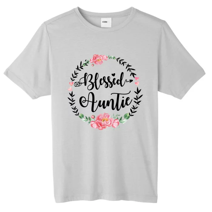 Blessed Auntie Cute Flower Auntie Gift Funny Gift ChromaSoft Performance T-Shirt