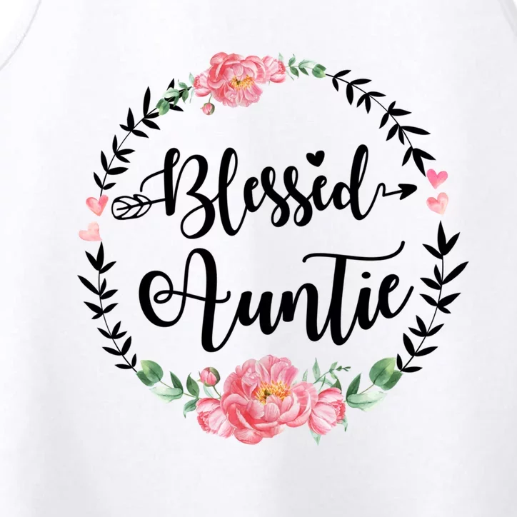 Blessed Auntie Cute Flower Auntie Gift Funny Gift Performance Tank