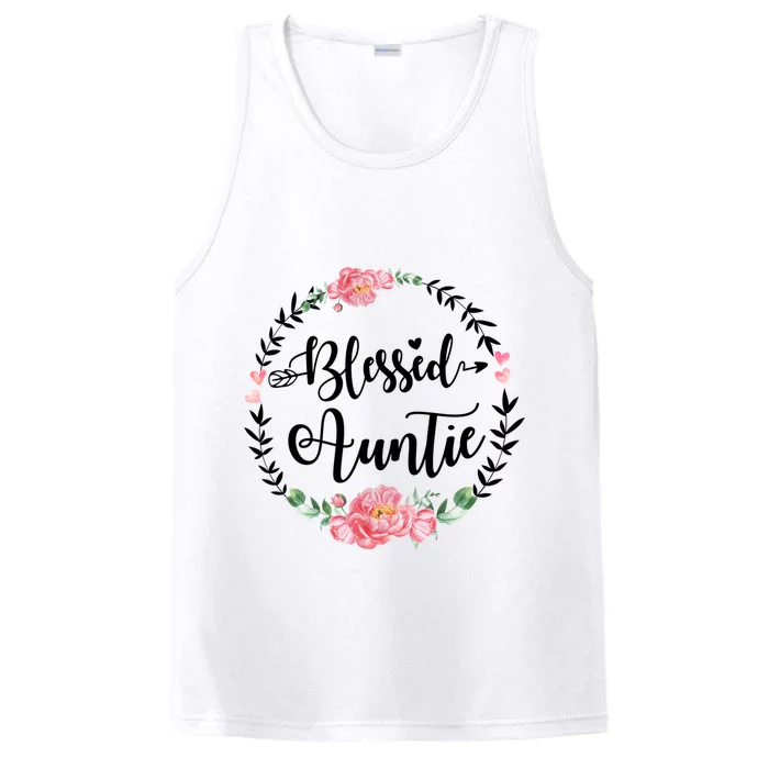 Blessed Auntie Cute Flower Auntie Gift Funny Gift Performance Tank