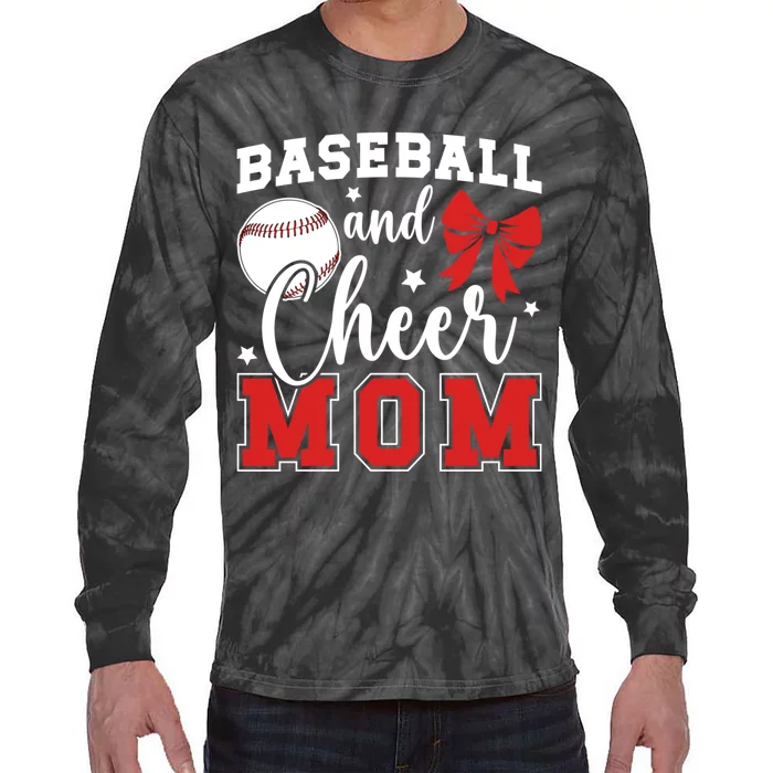 Baseball And Cheer Mom Cheerleader & Baseball Player Mom Tie-Dye Long Sleeve Shirt