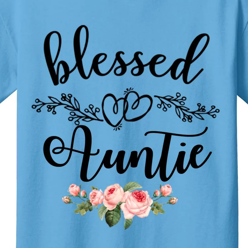 Blessed Auntie Cute Flower Auntie Gift Tee Gift Kids T-Shirt