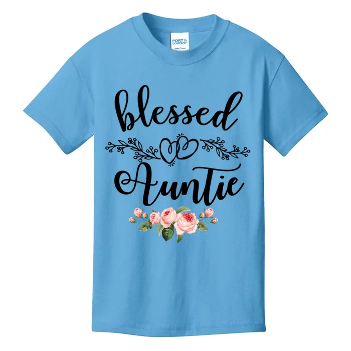 Blessed Auntie Cute Flower Auntie Gift Tee Gift Kids T-Shirt