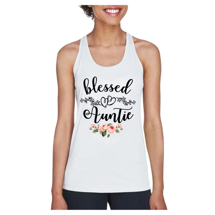 Blessed Auntie Cute Flower Auntie Gift Tee Gift Women's Racerback Tank